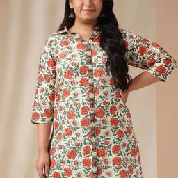 KALINI Shirt Collar Printed Tunic-image-93