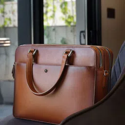 Lapis Bard Cognac Ducorium Leather Chester Slim 14-inch Laptop Business Bag-20