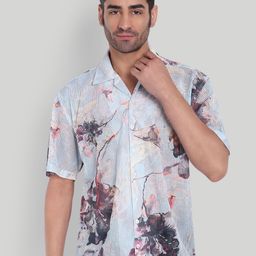 Stysure Men Relaxed Floral Semi Sheer Casual Shirt-image-26