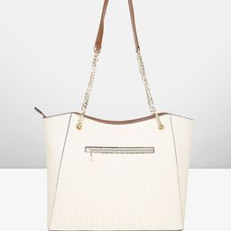 Mast & Harbour Textured Structured Tote Bag with Tasselled image 3