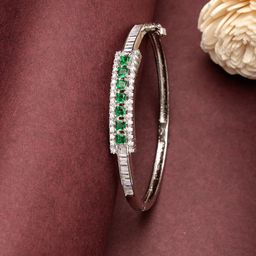 ZENEME Women Brass American Diamond Rhodium-Plated Bangle-Style Bracelet-image-19