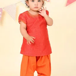 Fabindia Girls Ethnic Motifs Printed Round Neck Cotton Silk Kurta With Salwar-picture-51
