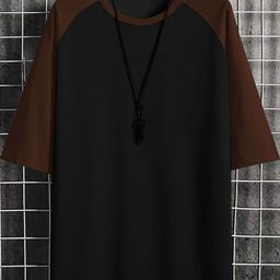 Genzy Men Drop-Shoulder Sleeves Raw Edge T-shirt-image-85