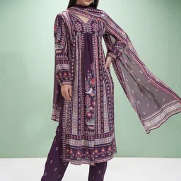 Vishudh Women Printed Regular Kurta with Trousers & With Dupatta-15