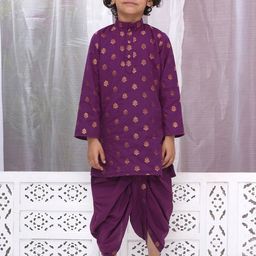 Little Bansi Boys Ethnic Motifs Woven Design Pure Cotton Kurta With Dhoti Pants-29