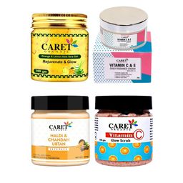 CARET ORGANIC Set Of 4 Orange & Aloe Vera Gel,Vitamin C Cream, Haldi Pack & VitaminC Scrub-11