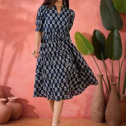Sangria Printed Pure Cotton A-Line Ethnic Dress-image-20