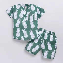 Nottie Planet Boys Conversational Printed Band Collar Pure Cotton T-shirt With Shorts-picture-18