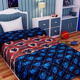 Marvel Blue & Maroon Cartoon Characters 300 GSM Single Bed Blanket-image-46