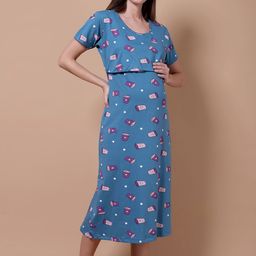THE MAMA KLUB Women Cotton Printed Maternity Nighty-image-114