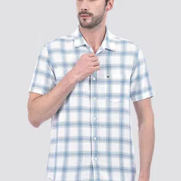 Numero Uno Men Spread Collar Windowpane Checked Cotton Casual Shirt-image-57