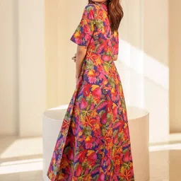 BlueRang Women Floral Printed Fit & Flare Maxi Dress-picture-16