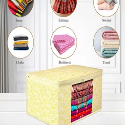 Kuber Industries Yellow Set of 9 Printed Saree Organisers image 2