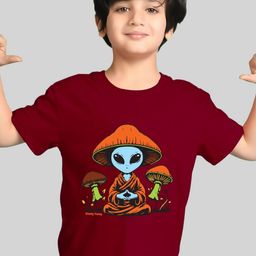 AUSK Boys Graphic Printed Drop-Shoulder Sleeves Cotton T-shirt-image-100