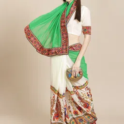 DIVASTRI Ethnic Motifs Embroidered Saree-image-63