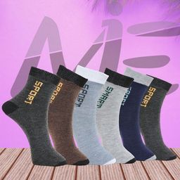 MJE Pack Of 6 Patterned Cotton Ankle Length Socks-picture-36