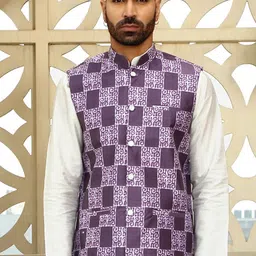 KRAFT INDIA Printed Mandarin Collar NehruJacket-picture-32