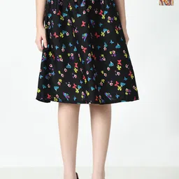 BAESD Women Pack Of 2 Floral Printed Crepe Knee Length Skirts-picture-43