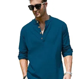 EdinWolf Men India Slim Fit Band Collar Solid Cotton Casual Shirt-image-39