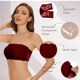 INDIROCKS Floral Bandeau Bra Full Coverage Lightly Padded image 5