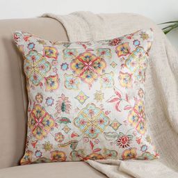 MFD HOME FURNISHING Cream-Coloured & Blue Ethnic Motifs Velvet Square Cushion Covers-image-80