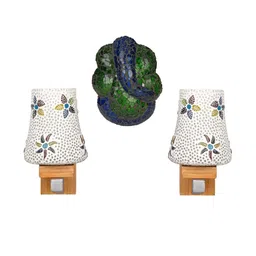 Somil Indore Mosaic Decorative Lamp Combo of Matching Wall Lamp & Blessing God Ganesh Wall Lamp, Multi Compatible with LED, Size: 14 X 14 X 22 Cm, Pack of 3.-image-71