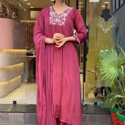 Moda Rapido Floral Embroidered V-Neck A-Line With Trousers & Dupatta-44