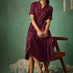 FLOWERVELLY Ethnic Motifs Print Fit & Flare Dress-image-27