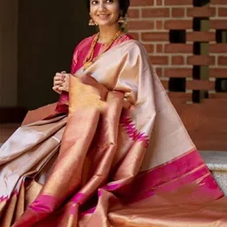 VILLE FASHION Women Woven Design Zari Kanjeevaram Saree-picture-22