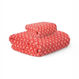 Myntra Elegant Homes Red & White 2 Pieces Printed Microfiber 400 GSM Bath Towels-picture-23