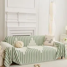 Stylista Green Polyester Sofa Cover With Arms-30