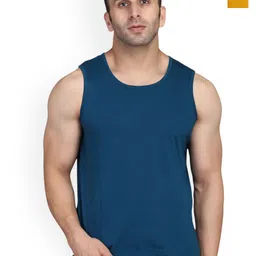SLOWLORIS Pack Of 2 Printed Round Neck Cotton Gym Vests-picture-30