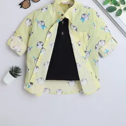 BAATCHEET Boys Comfort Printed Mandarin Collar Pure Cotton Shirt-picture-24