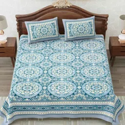 MAFATLAL Multicoloured Floral 144 TC King Bedsheet with 2 Pillow Covers-15