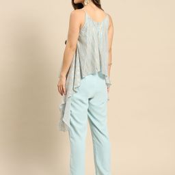 MABISH by Sonal Jain Blue Printed Basic Jumpsuit with Layered image 5