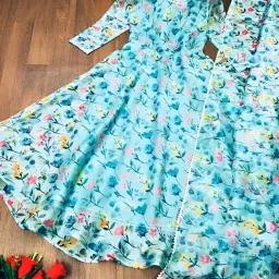 Floral Print Georgette Stitched Anarkali Gown-image-98