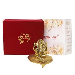 INTERNATIONAL GIFT Brass Ganesh Idol With Red Velvet Box-45