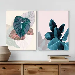 Myntra Elegant Homes Grey & Blue 2 Pieces Floral And Botanical Printed Wall Arts-image-49