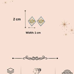 AccessHer Gold-Plated Zircon Studded Square Shaped Stylish & Lightweight Studs image 3