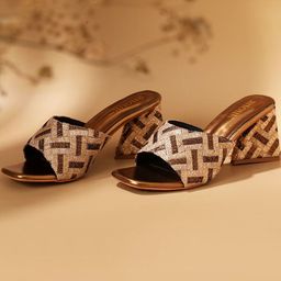 Anouk Women Gold & Silver Party Block Heels-picture-46