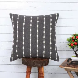 Indihomecraft Black Abstract Square Cotton Cushion Covers-image-66