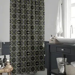 ArtzFolio Black & Yellow Printed Waterproof Shower Curtain-image-50