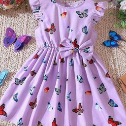 Billion Print Flutter Sleeve Fit & Flare Dress-0