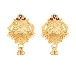 FirstBlush Traditional Tribal Drop Earrings Push-Back Gold-Tone Festive Studs with Danglers-18