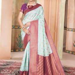 DIVASTRI Woven Design Zari Silk Blend Kanjeevaram Saree-image-81