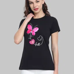 Moda Rapido Women Printed Bio Finish Applique T-shirt-picture-11