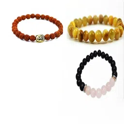 Divine souvenirs Unisex Set Of 3 Artificial Beaded Elasticated Bracelets-46