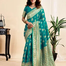 KALINI Ethnic Motifs Woven Design Zari Banarasi Saree-image-30
