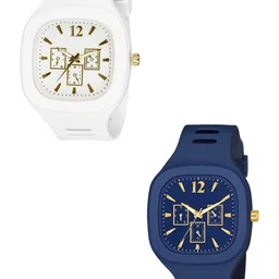 SWADESI STUFF Unisex Dial & Straps Analogue Watch COMBO 131 WHITE BLUE 18-image-27