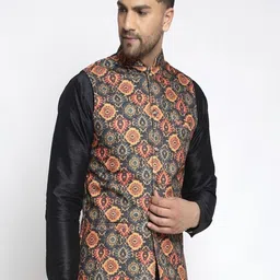 Kaifoo Men Woven Design Nehru Jacket image 4